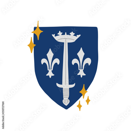 coat of arms of Joan of Arc doodle icon, vector illustration