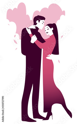 Wallpaper Mural A young couple in love, a man and a woman embracing each other. Romantic date. Vector illustration isolated on white. Torontodigital.ca