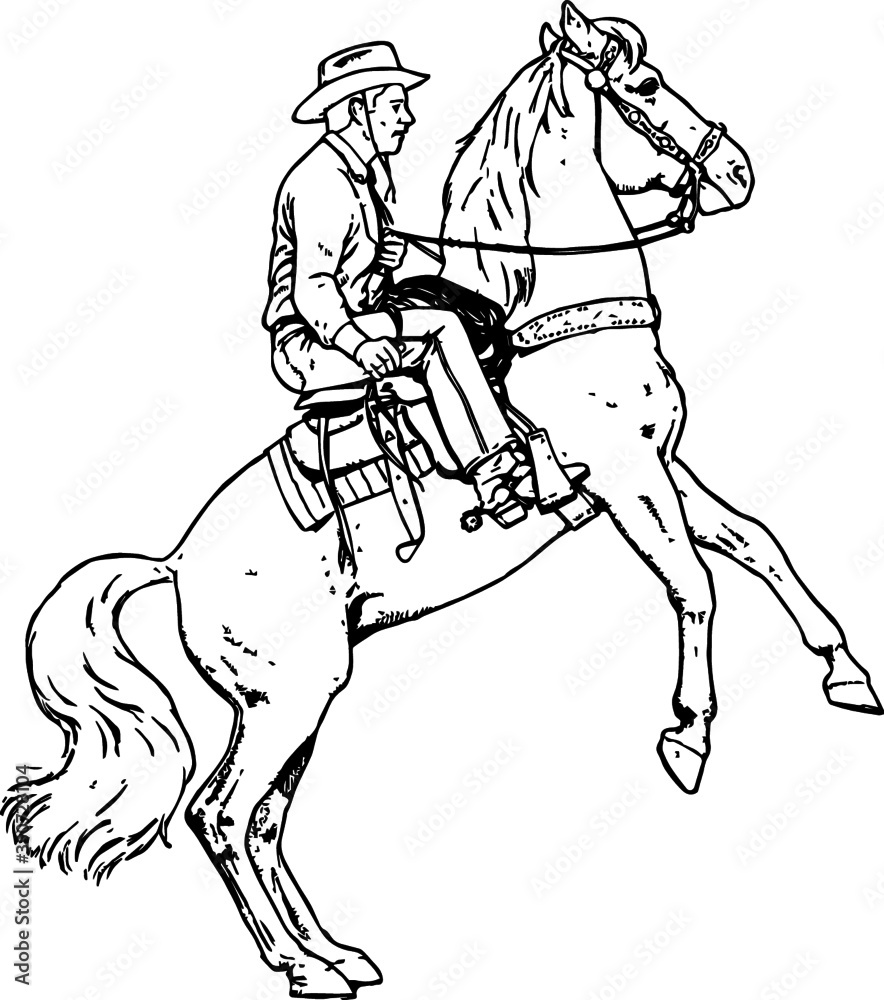 Obraz premium Vintage Hand Drawn illustration of a Rodeo Horse