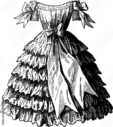 Hand Drawn illustration of a Ruffle Dress
