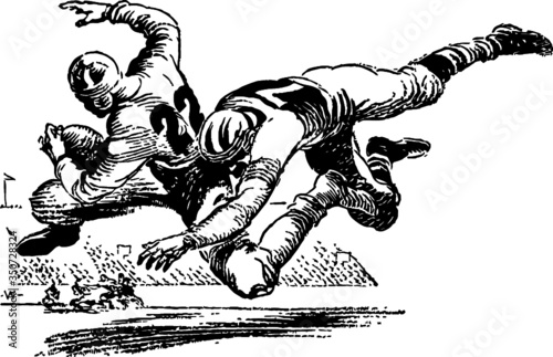 Vector Sketch of a Rugby Tackle