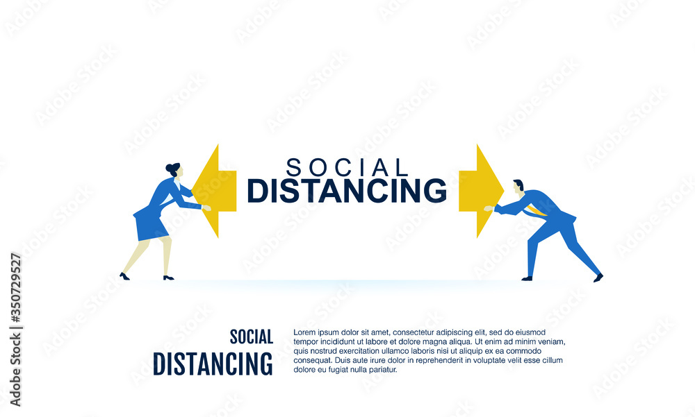 people social distancing vector flat illustration concept isolated template white background can be use for presentation web banner UI UX landing page