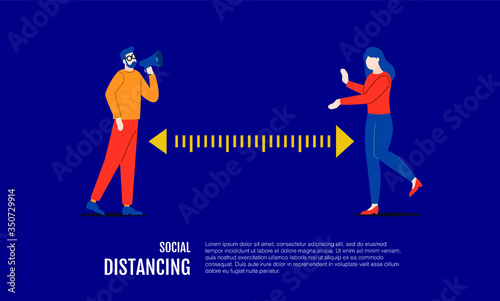 people social distancing vector flat illustration concept isolated template white background can be use for presentation web banner UI UX landing page