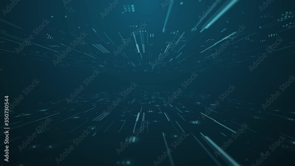Geometric neon lines in motion. Futuristic abstract background for medical, business, engineering, science, technology concept.