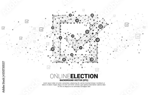 Check box icon from dot connect line polygon network. concept for election vote theme background.