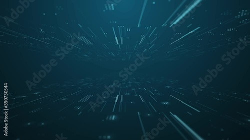 Geometric neon lines in motion. Futuristic abstract background for medical, business, engineering, science, technology concept.