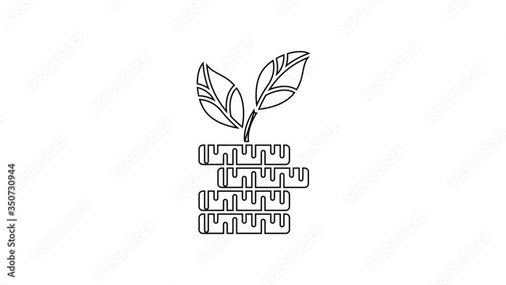 Black line Dollar plant icon isolated on white background. Business investment growth concept. Money savings and investment. 4K Video motion graphic animation Black line Dollar plant icon isolated on white background. Business investment growth concept. Money savings and investment. 4K Video motion graphic animation
