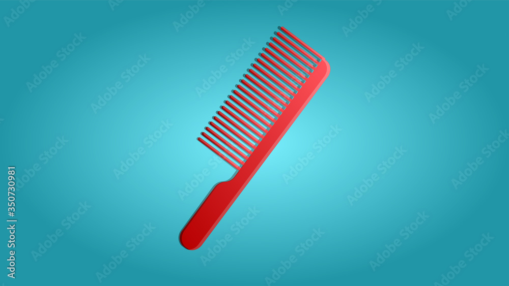 Trendy beautiful beauty glamorous trend red plastic hairdresser hairbrush on a blue background. Vector illustration Trendy beautiful beauty glamorous trend red plastic hairdresser hairbrush on a blue background. Vector illustration