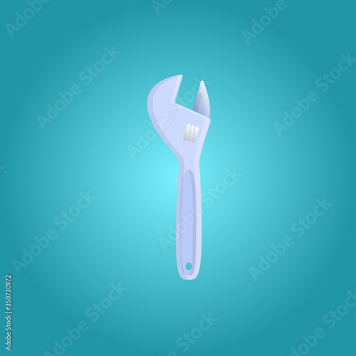 Tool for repair and construction manual metal plumbing locksmith wrench on a blue background. Vector illustration