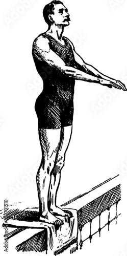 Vintage illustration of a Victorian Diver, Vector Sketch of a 19th century engraving
