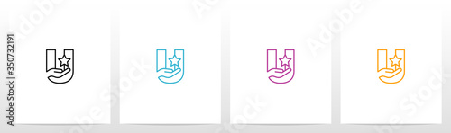 Hand Holding Star On Letter Logo Design U