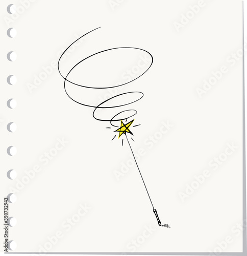 Hand Drawn magic wand doodle
