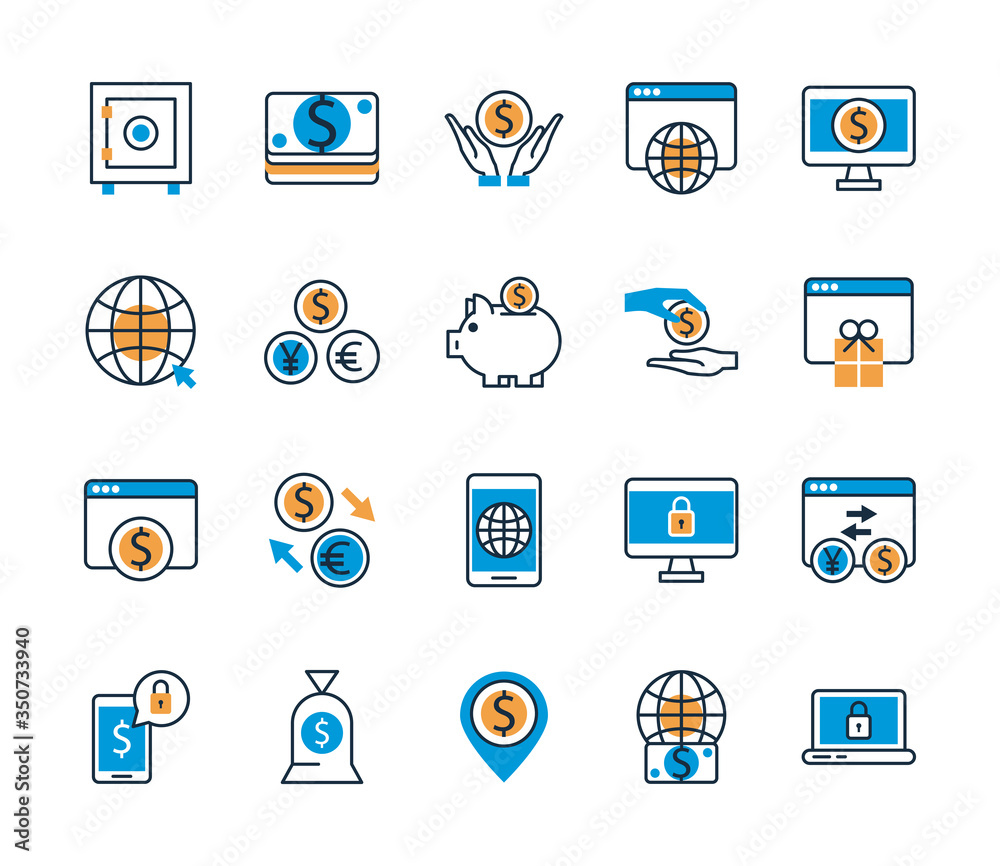 bundle of payment on fill set icons