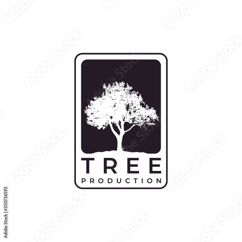 Retro vintage Oak Maple Tree service logo design