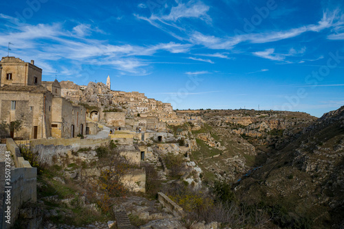 Vista panorámica de la antigua ciudad paleolítica de Matera, Sassi di Matera, Basilicata, sur de Italia