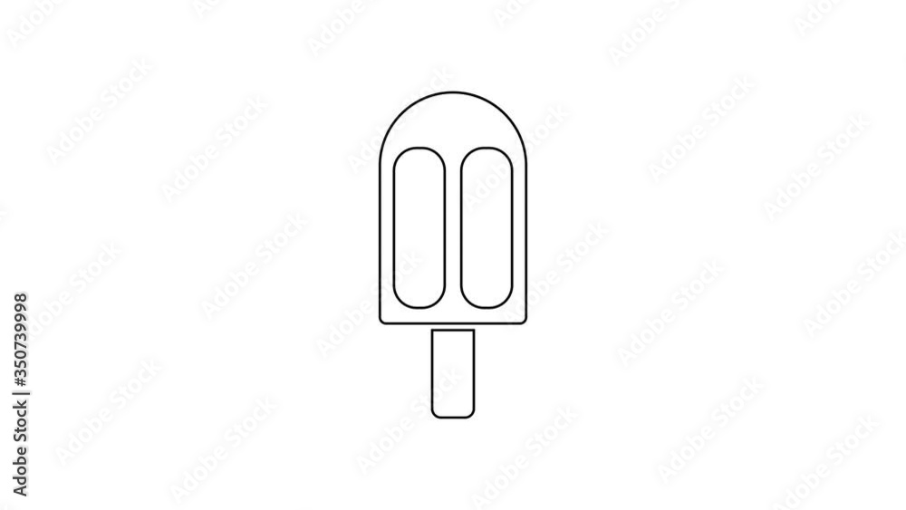 Black line Ice cream icon isolated on white background. Sweet symbol. 4K Video motion graphic animation Black line Ice cream icon isolated on white background. Sweet symbol. 4K Video motion graphic animation