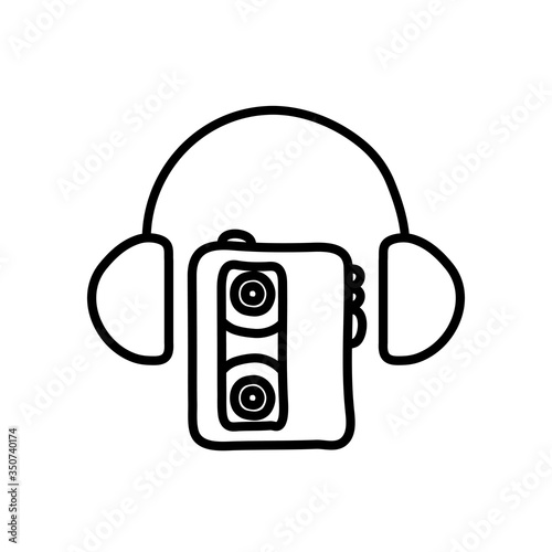 cassette player and headphones icon, line style