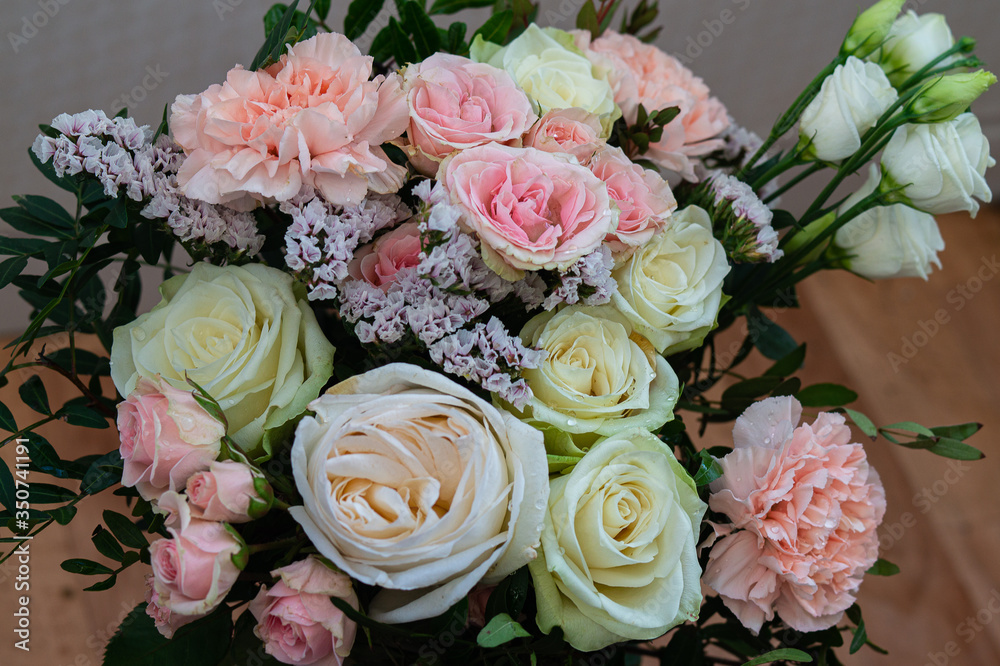 Fototapeta delicate romantic bouquet of fresh flowers