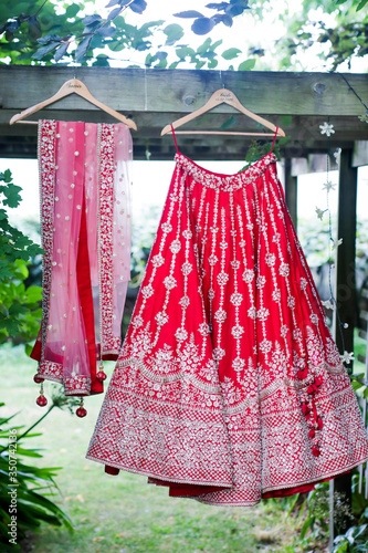 Indian Punjabi Sikh bride's red wedding outfit