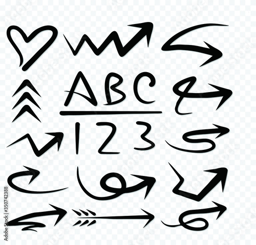 Set of Arrow Hand Drawn Design Element 