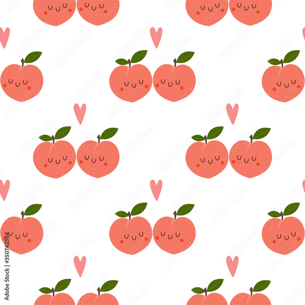 Kawaii Cartoon Peach in love. Kawaii Cartoon Peach in love.