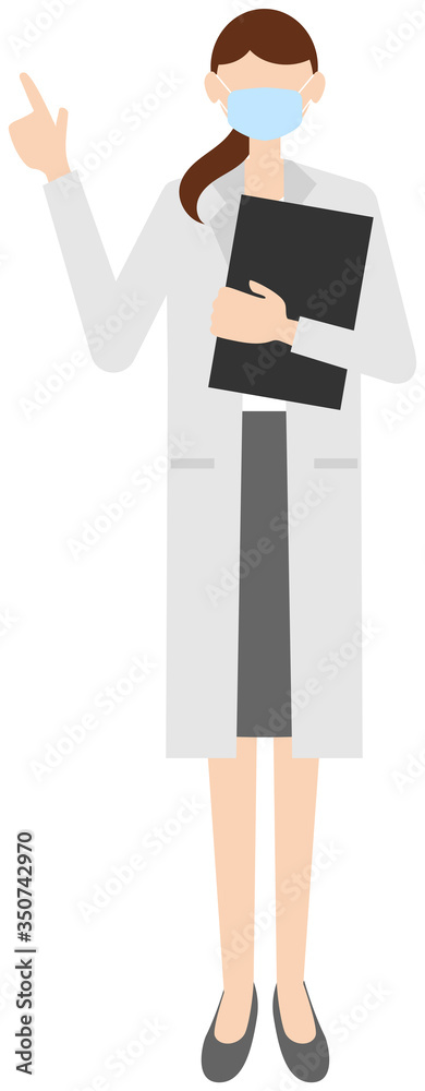 Vector image of a female doctor in in the white coat with a mask Vector image of a female doctor in in the white coat with a mask