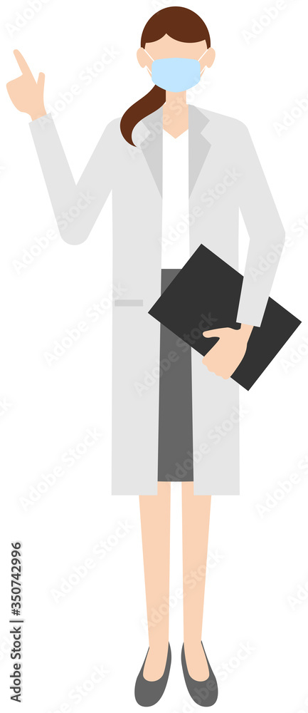 Vector image of a female doctor in in the white coat with a mask Vector image of a female doctor in in the white coat with a mask