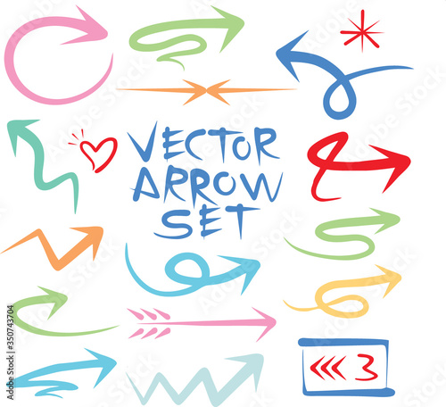 Set of Arrow Hand Drawn Design Element 