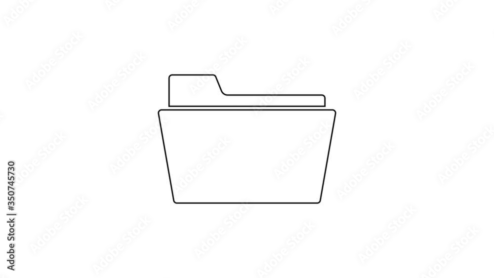 Black line Document folder icon isolated on white background. Accounting binder symbol. Bookkeeping management. 4K Video motion graphic animation