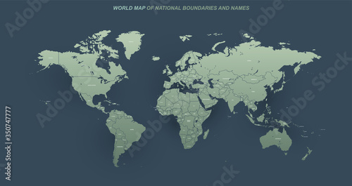 World map vector. Detailed World Map with Name and Boundary