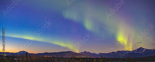 Aurora Sunset over Alaska Mountains