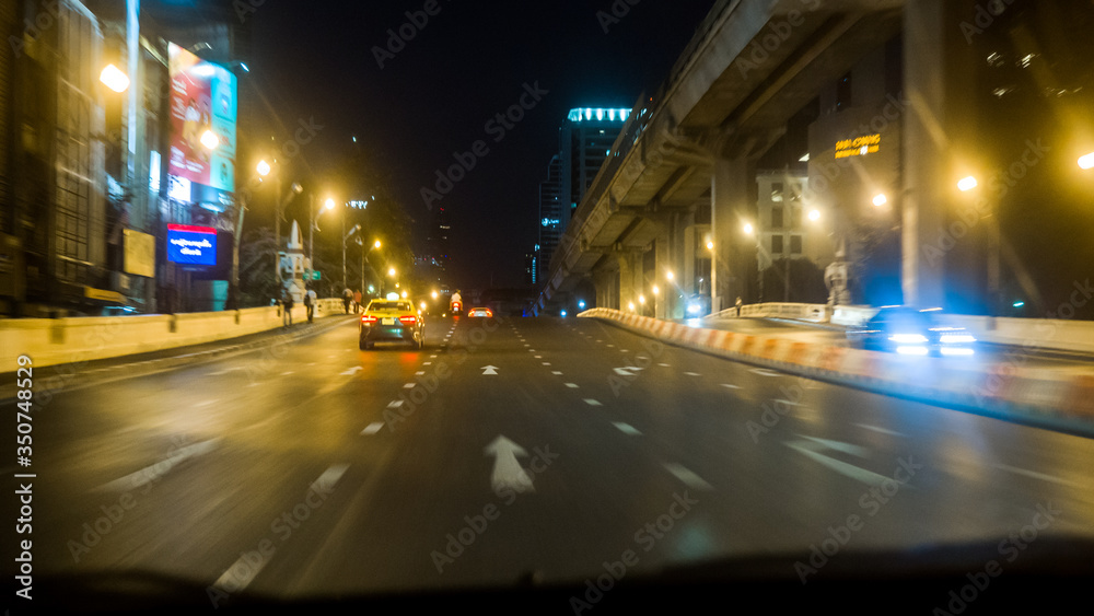 Bangkok night streets and light