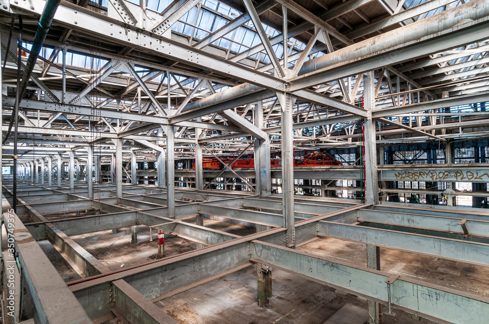 Interior of an Old Industrial Building Structural Steel