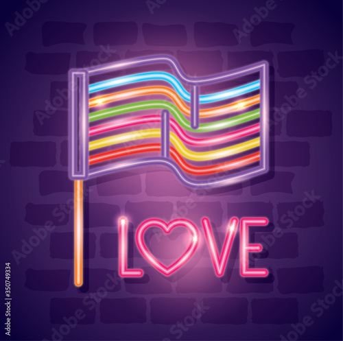 flag of pride day of neon light design