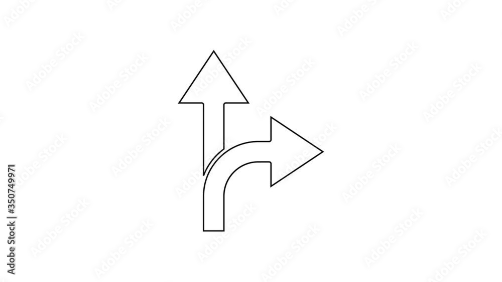 Black line Road traffic sign. Signpost icon isolated on white background. Pointer symbol. Isolated street information sign. Direction sign. 4K Video motion graphic animation Black line Road traffic sign. Signpost icon isolated on white background. Pointer symbol. Isolated street information sign. Direction sign. 4K Video motion graphic animation