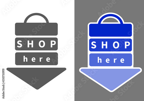 Shop here store online adv icon vector