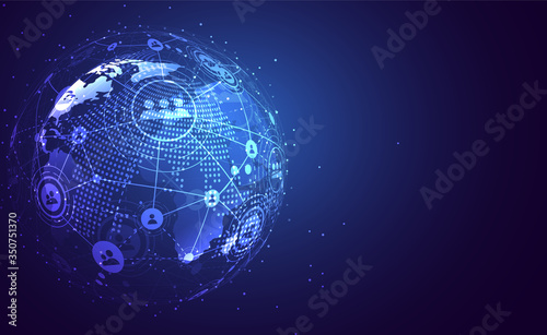 Global network connection. World map point and line composition concept of global business. Vector Illustration