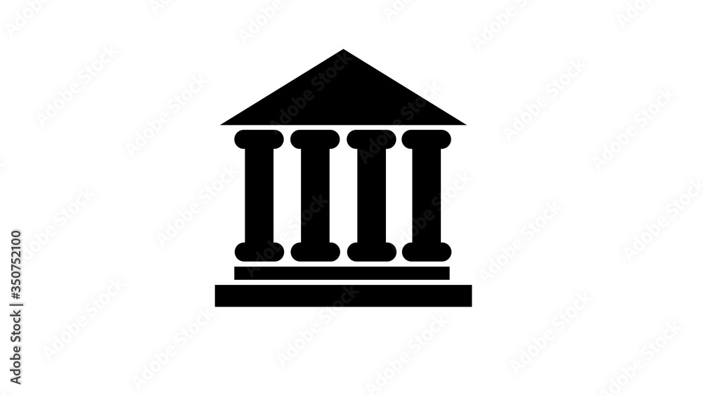 Bank Building icon in flat style isolated on white background
