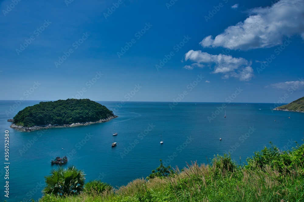 View of anadaman sea and island from the windmill view point in Phuket, Thailand	

