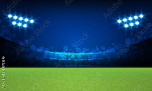 Football arena field with bright stadium lights vector design Vector illumination