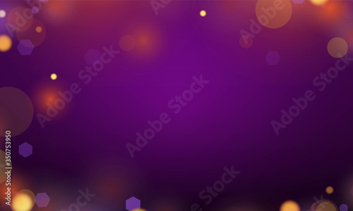 Abstract bokeh Light gold color with soft light purple background for wedding vector magic holiday poster design.
