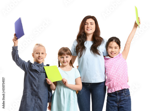 Female teacher with little ...