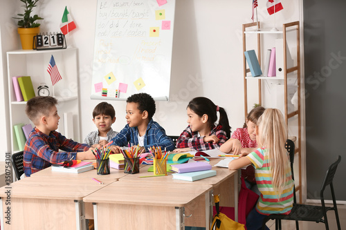 Little children during less...