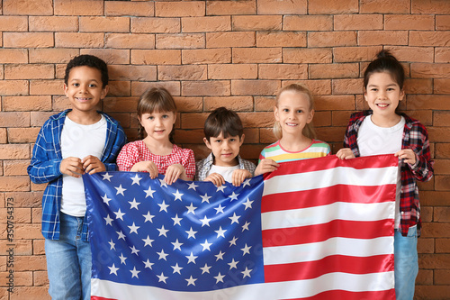 Little children with flag o...