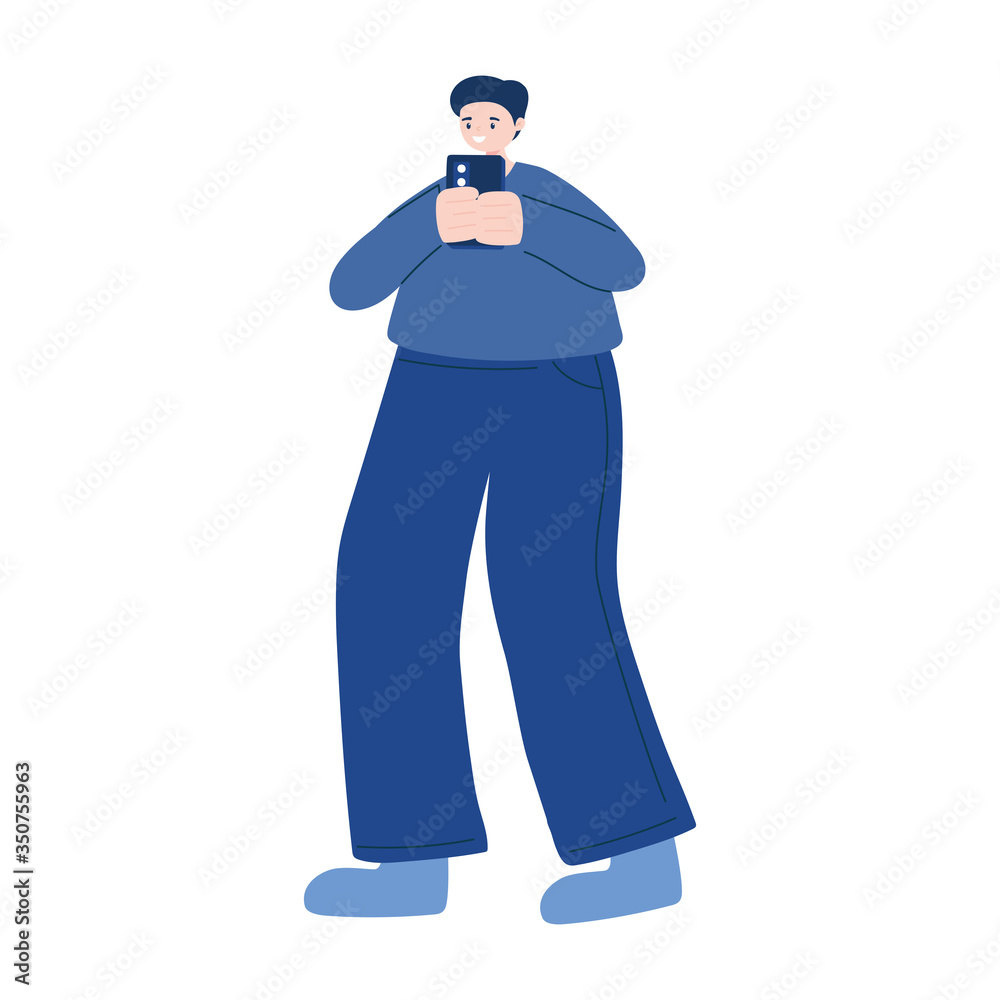 Man with smartphone vector design