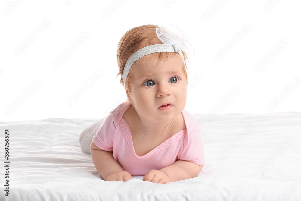 Cute little baby on white background Cute little baby on white background
