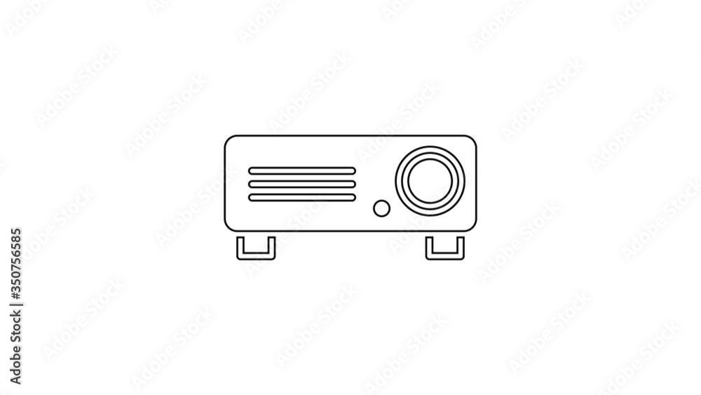Black line Presentation, movie, film, media projector icon isolated on white background. 4K Video motion graphic animation Black line Presentation, movie, film, media projector icon isolated on white background. 4K Video motion graphic animation