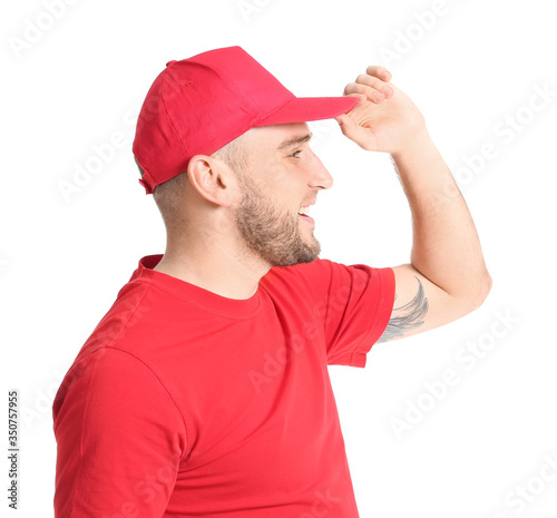 Handsome man in stylish cap...