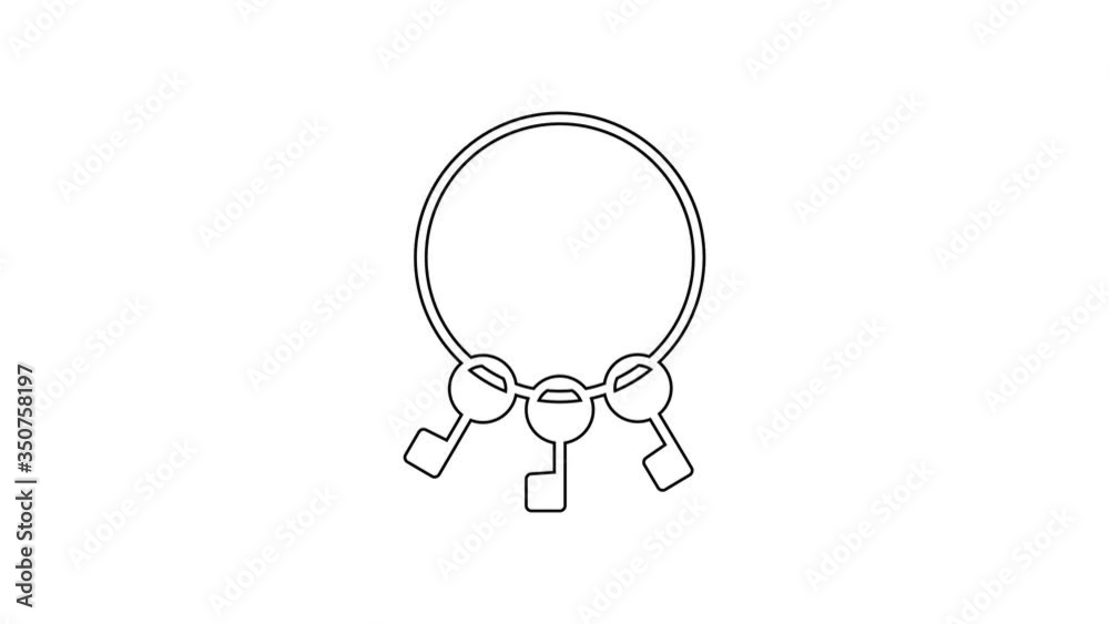 Black line Bunch of keys icon isolated on white background. 4K Video motion graphic animation Black line Bunch of keys icon isolated on white background. 4K Video motion graphic animation