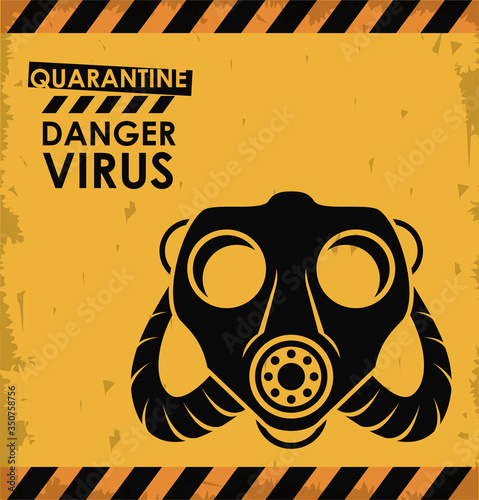 warning danger virus poster with mask